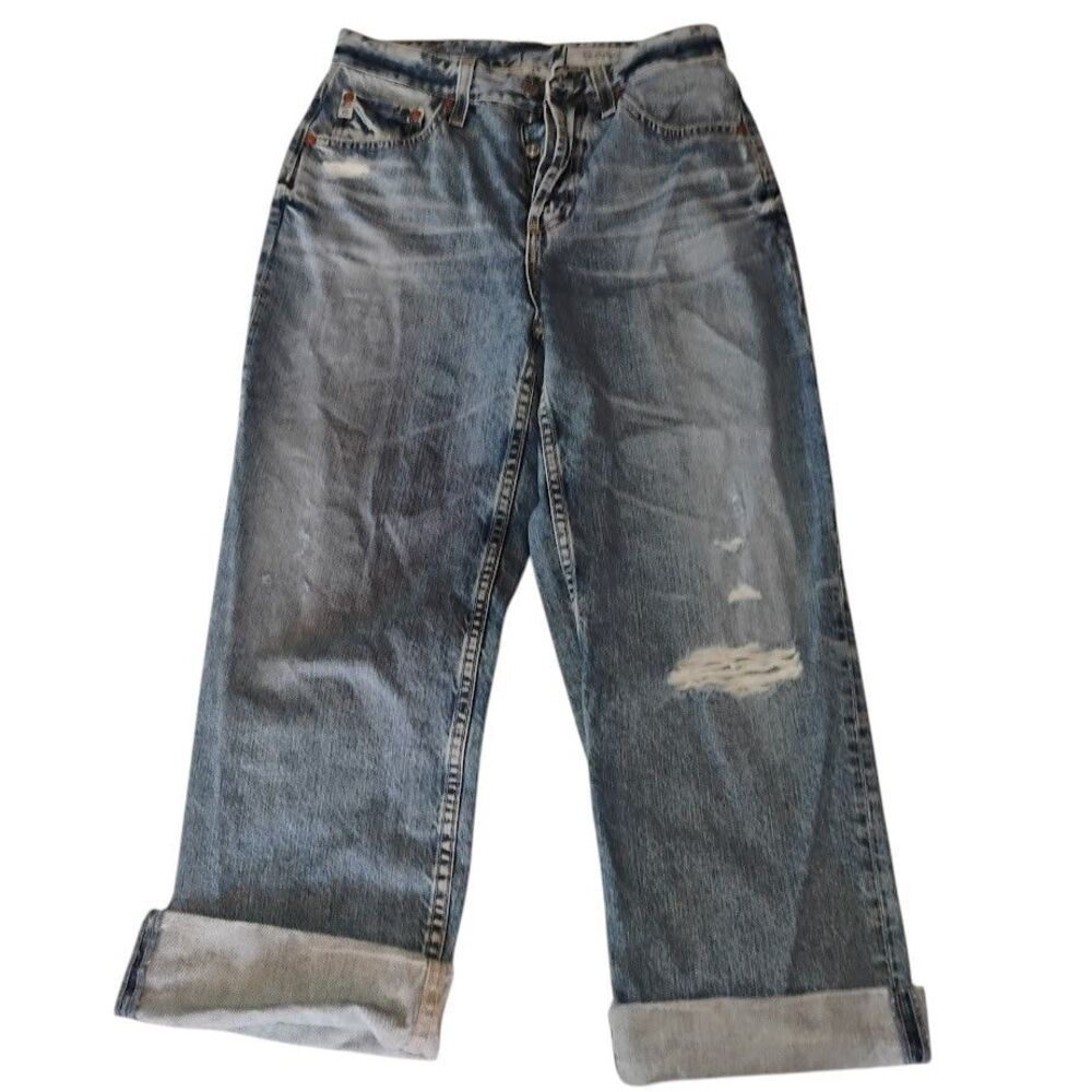 AG Adriano Goldschmied Knox High Rise Baggy Boyfriend Jeans Women 25R Distressed - Picture 2 of 12